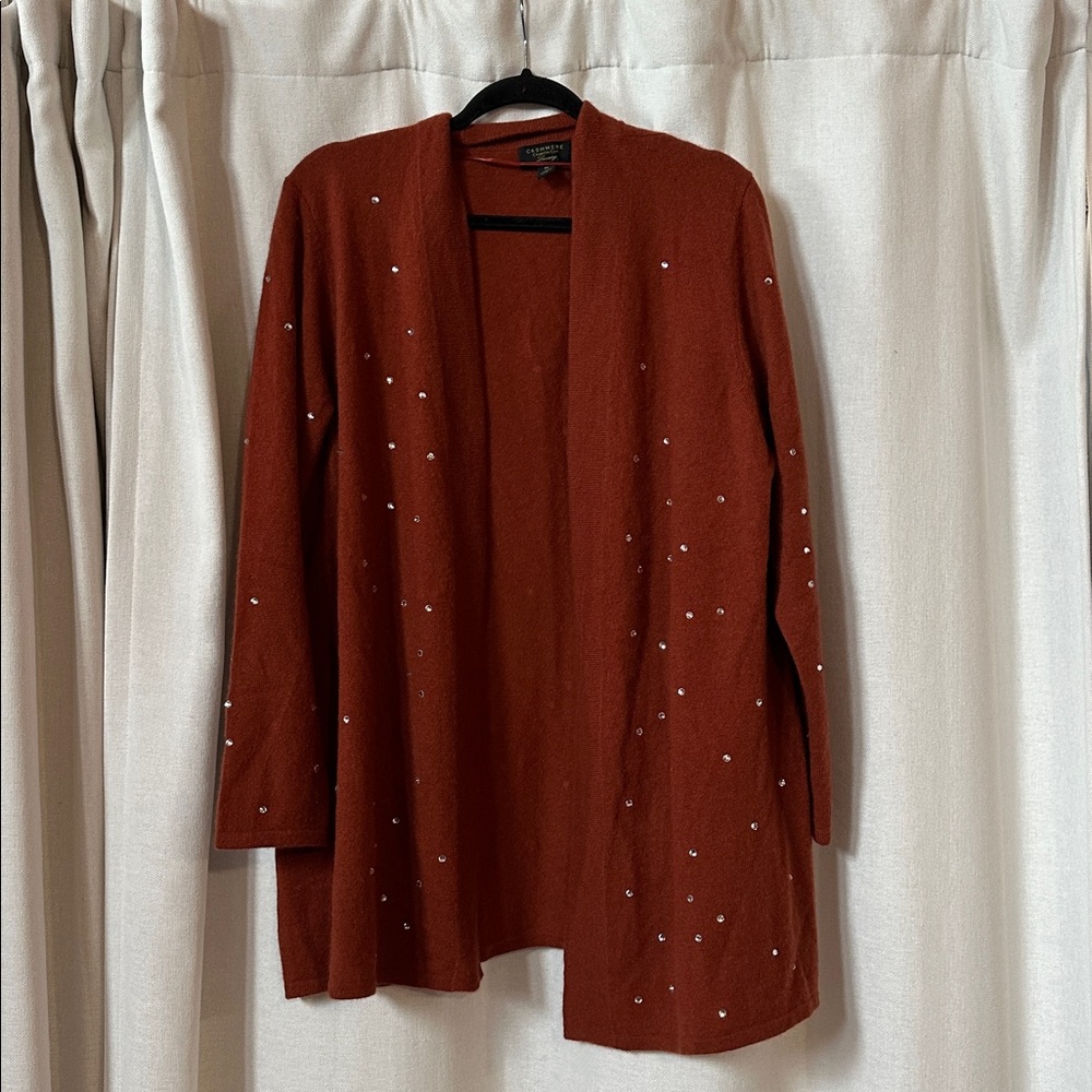 CHARTER CLUB  Embellished Rust Open Cardigan XL